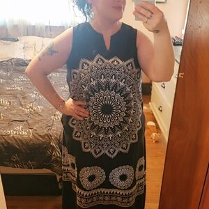 Black and White Mandala Maxi Dress